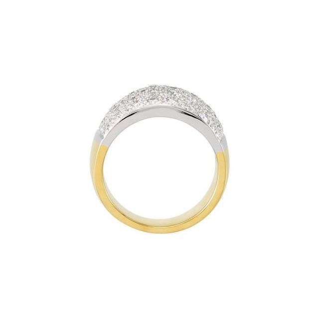 14K White & Yellow 1 CTW Diamond Micro Pave Ring Size 7