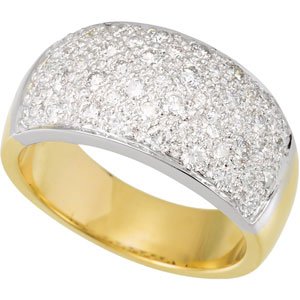 14K White/Yellow 1 CTW Natural Diamond Micro Pave Ring
