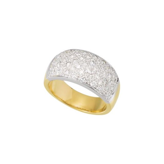 14K White & Yellow 1 CTW Diamond Micro Pave Ring Size 7