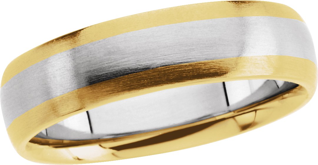 18K Yellow and Platinum and 18K Yellow 6 mm Half Round Band with Satin Finish Size 11.5 Ref 2971353