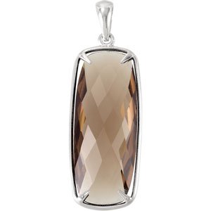 Sterling Silver 25x10 mm Smoky Quartz Cushion Pendant Ref. 3141197