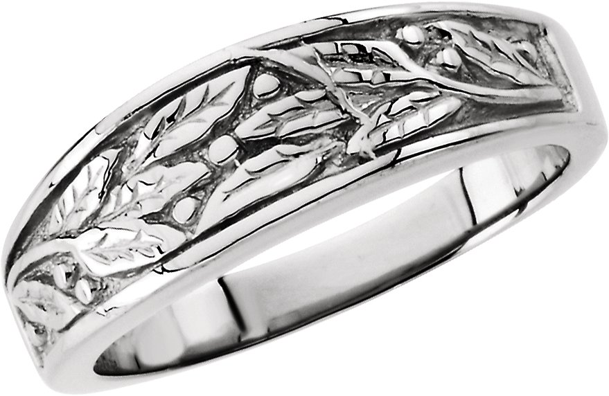 6.25mm Platinum Ladies Tapered Leaf Design Band Ref 182647