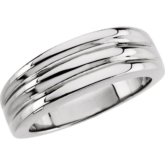 14K White 6.5 mm Grooved Band
