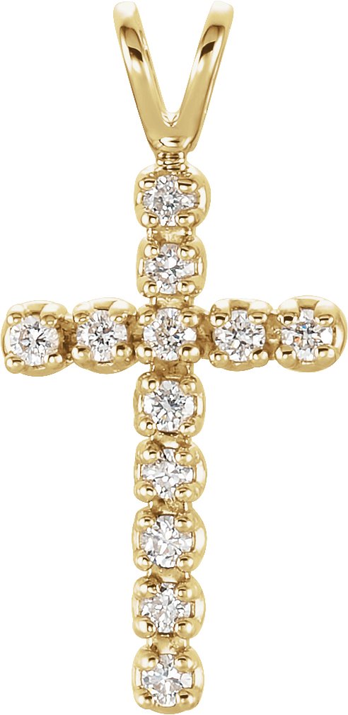 14K Yellow 1/8 CTW Natural Diamond Cross Pendant