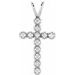 14K White 1/8 CTW Natural Diamond Cross Pendant