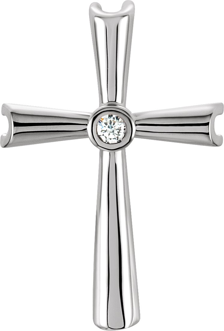 14K White .04 CTW Natural Diamond Cross Pendant