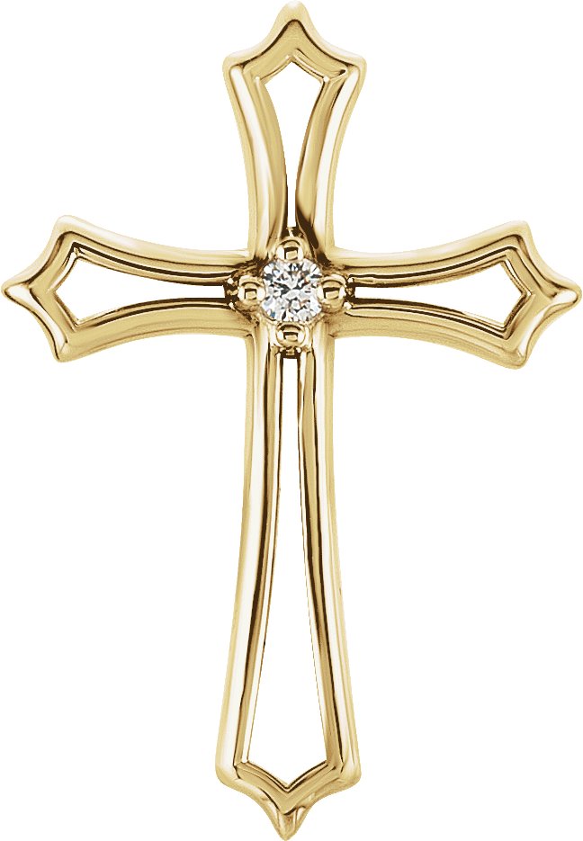 14K Yellow .015 CTW Natural Diamond Cross Pendant