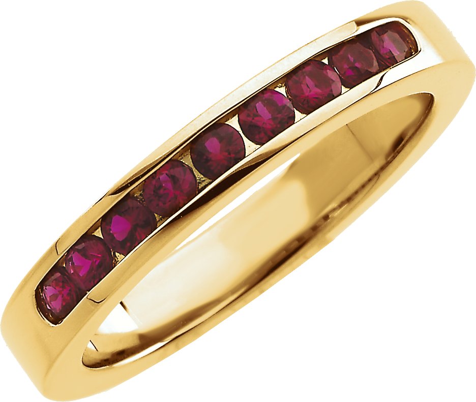 14K Yellow Natural Ruby Anniversary Band Size 7