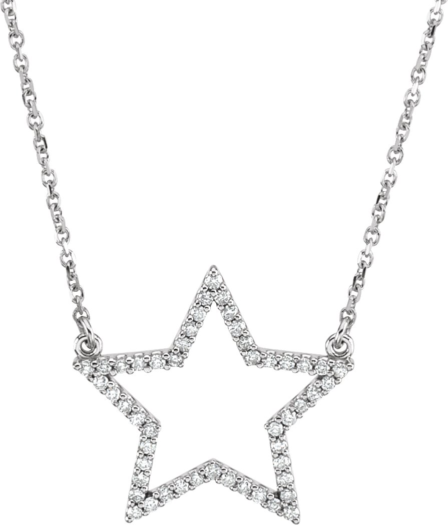 14K White 1/5 CTW Natural Diamond Star 16" Necklace