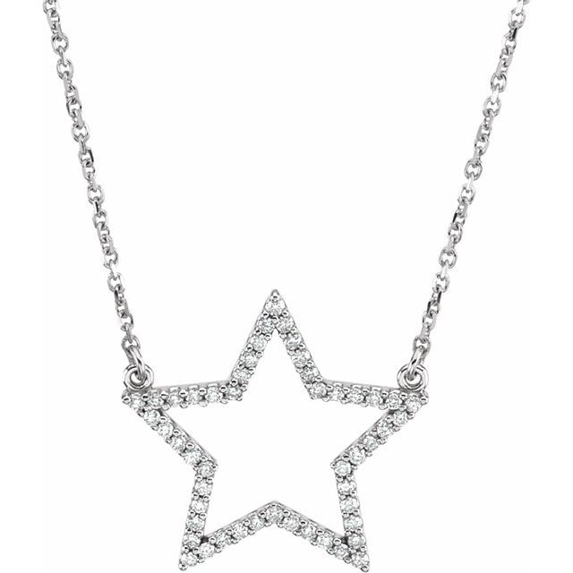 14K White 1/5 CTW Natural Diamond Star 16" Necklace