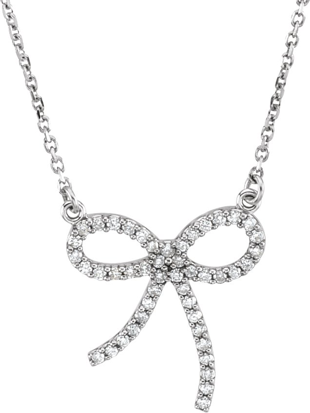 14K White 1/5 CTW Natural Diamond Bow 16 Necklace