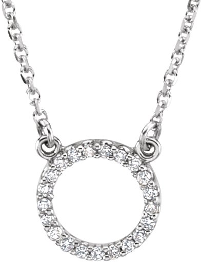 14K White .08 CTW Natural Diamond Circle 16 Necklace