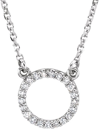 14K White .08 CTW Natural Diamond Circle 16" Necklace