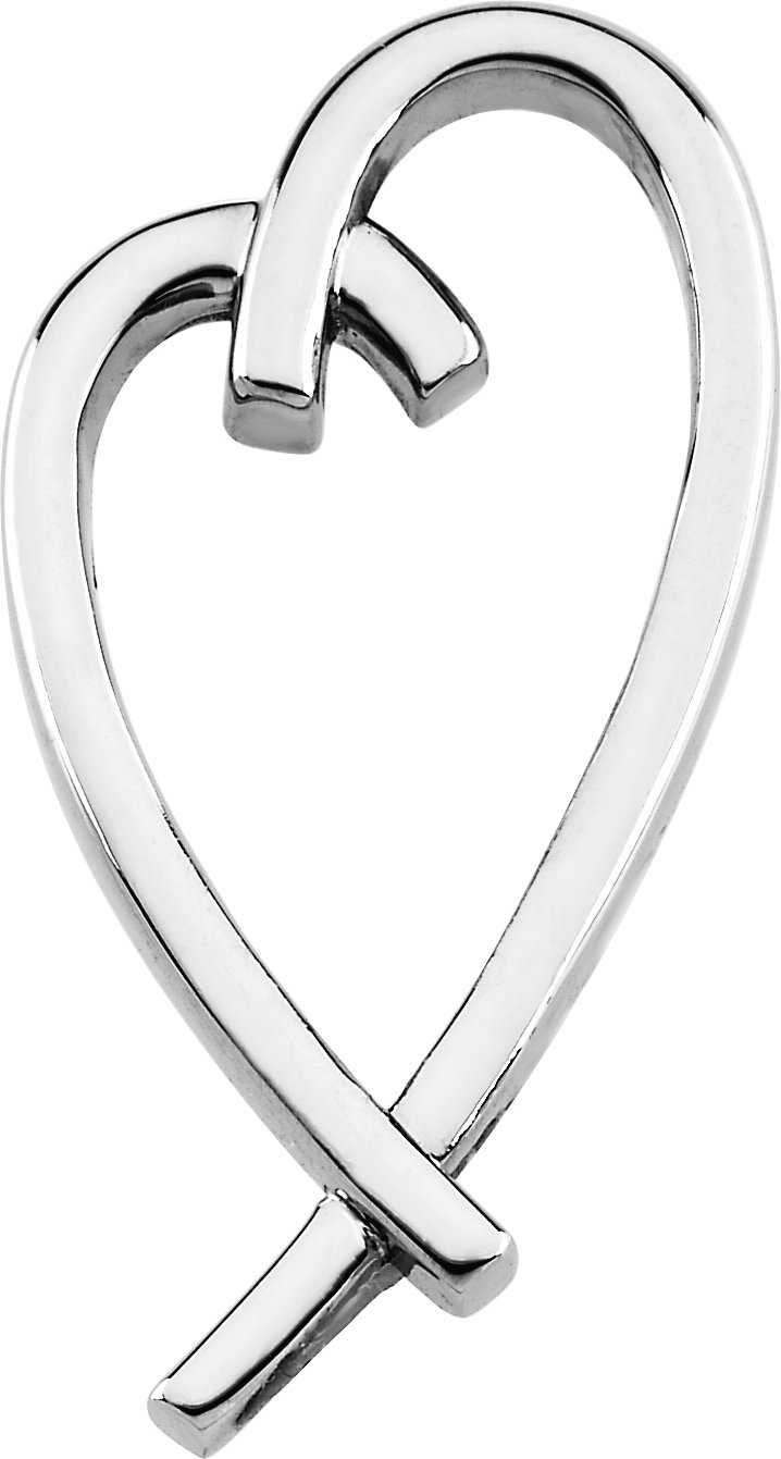 14K White 32.5x15.2 mm Heart Pendant