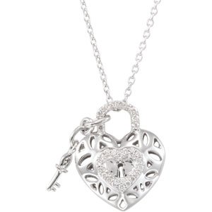 Sterling Silver 1/6 CTW Natural Diamond Heart 18 Necklace