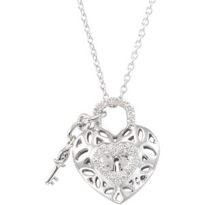 Sterling Silver .167 CTW Diamond Heart 18 inch Necklace Ref. 3175667