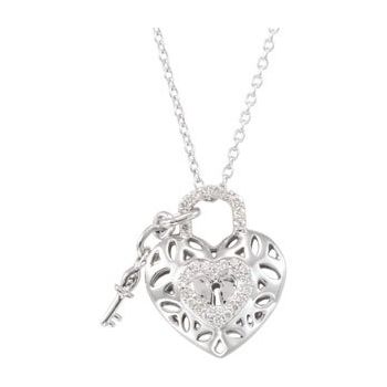 Sterling Silver .167 CTW Diamond Heart 18 inch Necklace Ref. 3175667