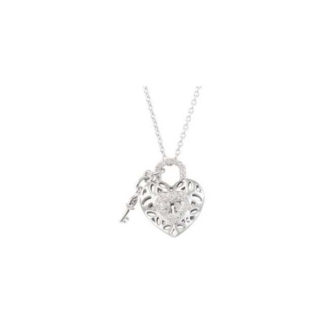 Sterling Silver 1/6 CTW Natural Diamond Heart 18" Necklace