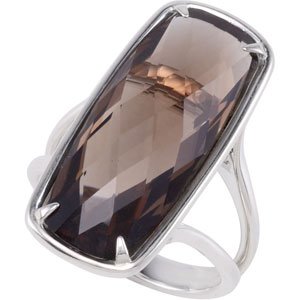 Sterling Silver 25x10 mm Smoky Quartz Ring Ref 3161496