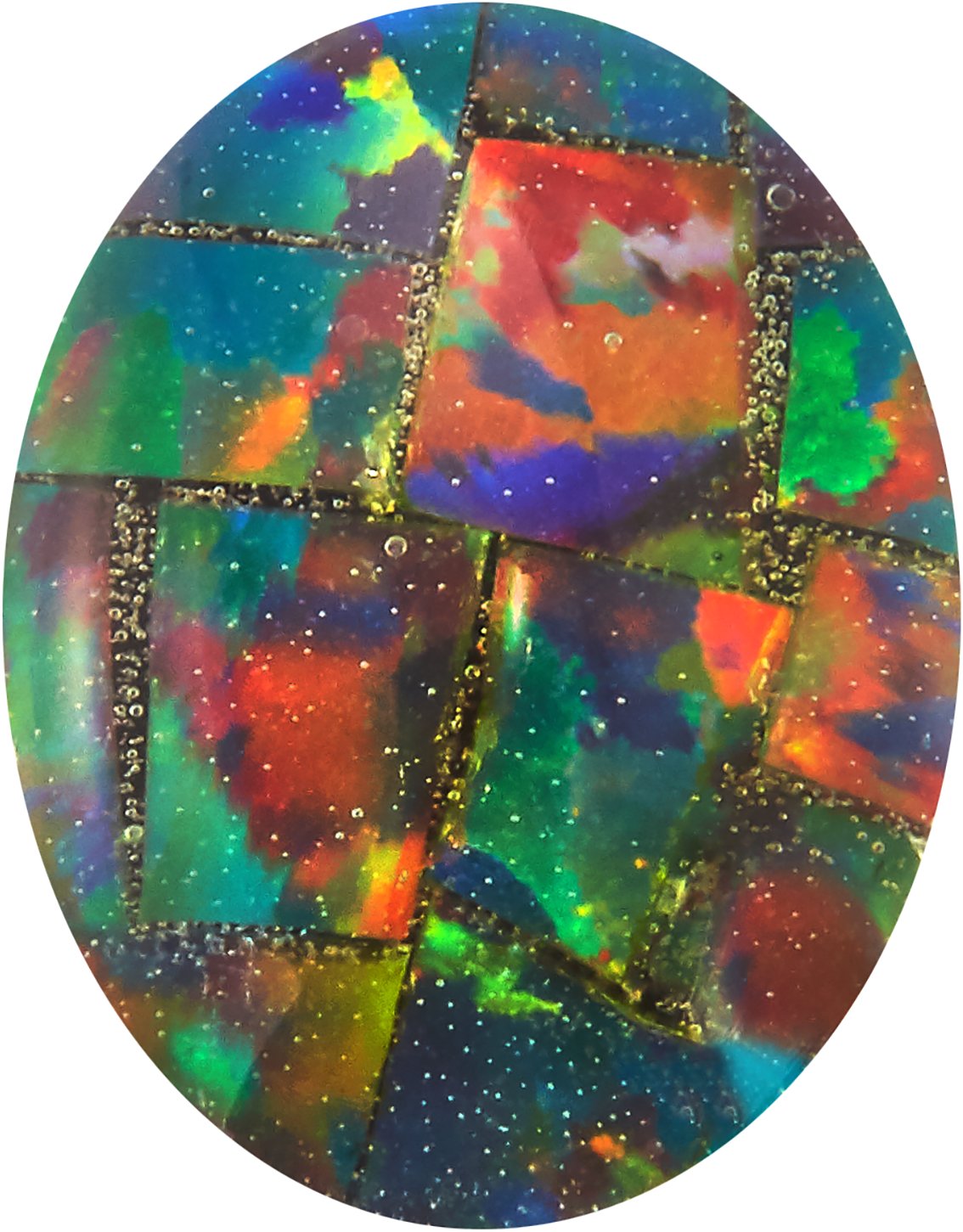 16x12 mm Oval Cabochon Lab-Grown Mosaic Opal Triplet | Stuller