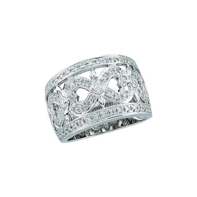14K White 1/2 CTW Diamond Ring Size 7