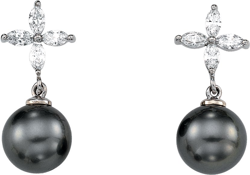 Tahitian Cultured Pearl and Diamond Earrings 9mm .63 CTW Ref 660449