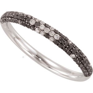 Black Rhodium-Plated 3/8 CTW Black& White Diamond Micro PPavé Ring Size 7