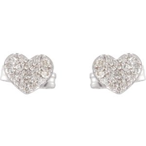 14K White 1/6 CTW Diamond Heart Earrings