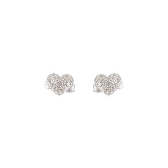14K White 1/6 CTW Natural Diamond Heart Earrings