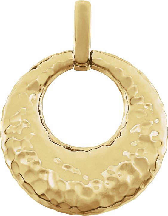 14K Yellow Hammered Circle Pendant 