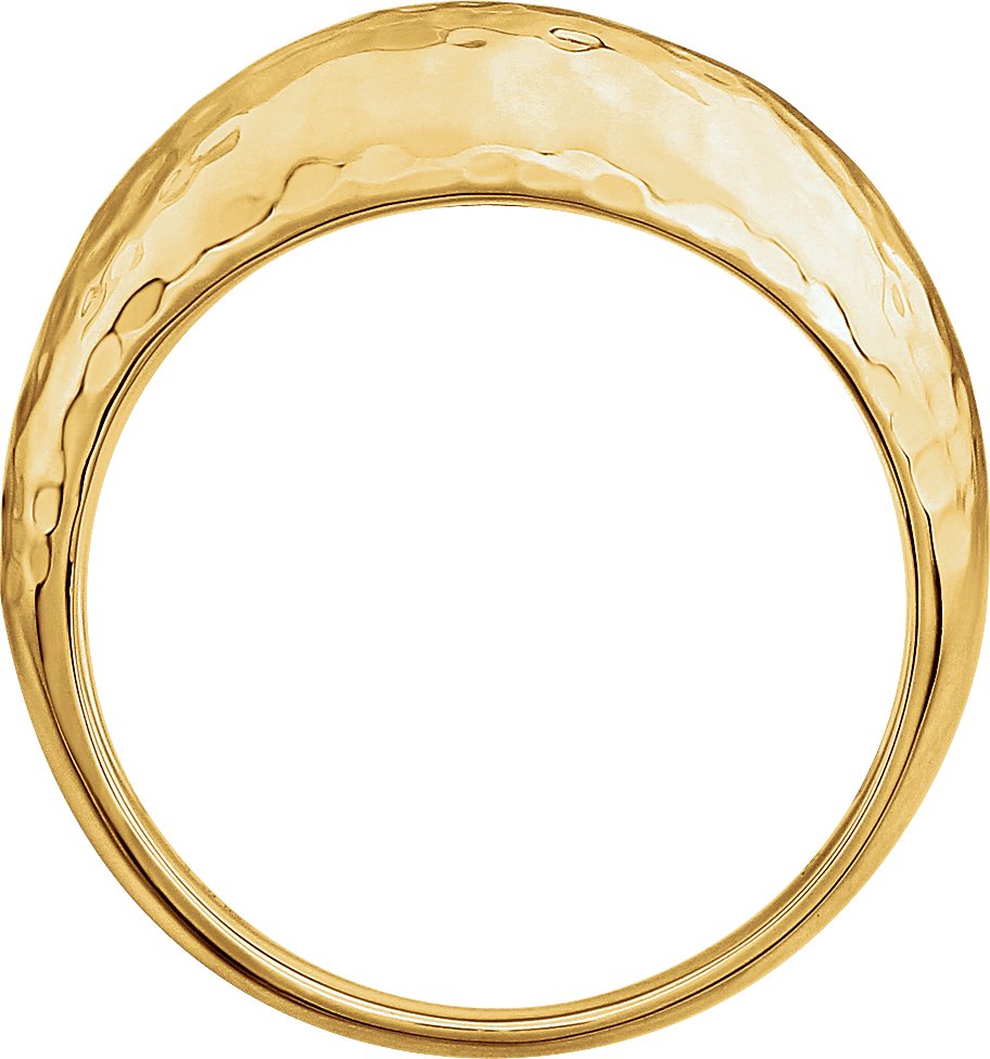 14K Yellow 12 mm Hammered Dome Ring