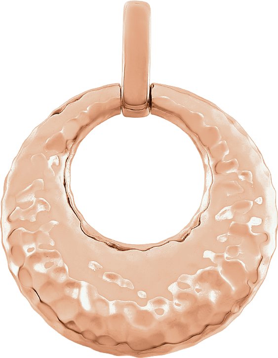 14K Rose Hammered Circle Pendant 