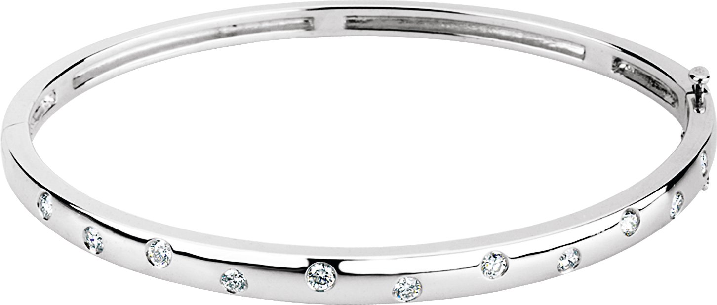 14K Gold .50 CTW Lab Grown Diamond Bangle 6.75 inch Bracelet