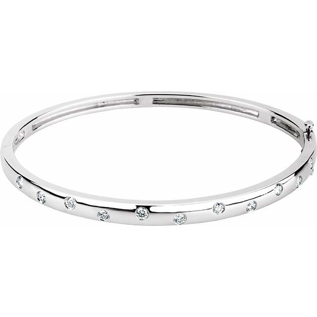 14K White 1/2 CTW Diamond Bangle Bracelet
