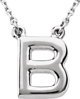 Sterling Silver Block Initial B 16 Necklace