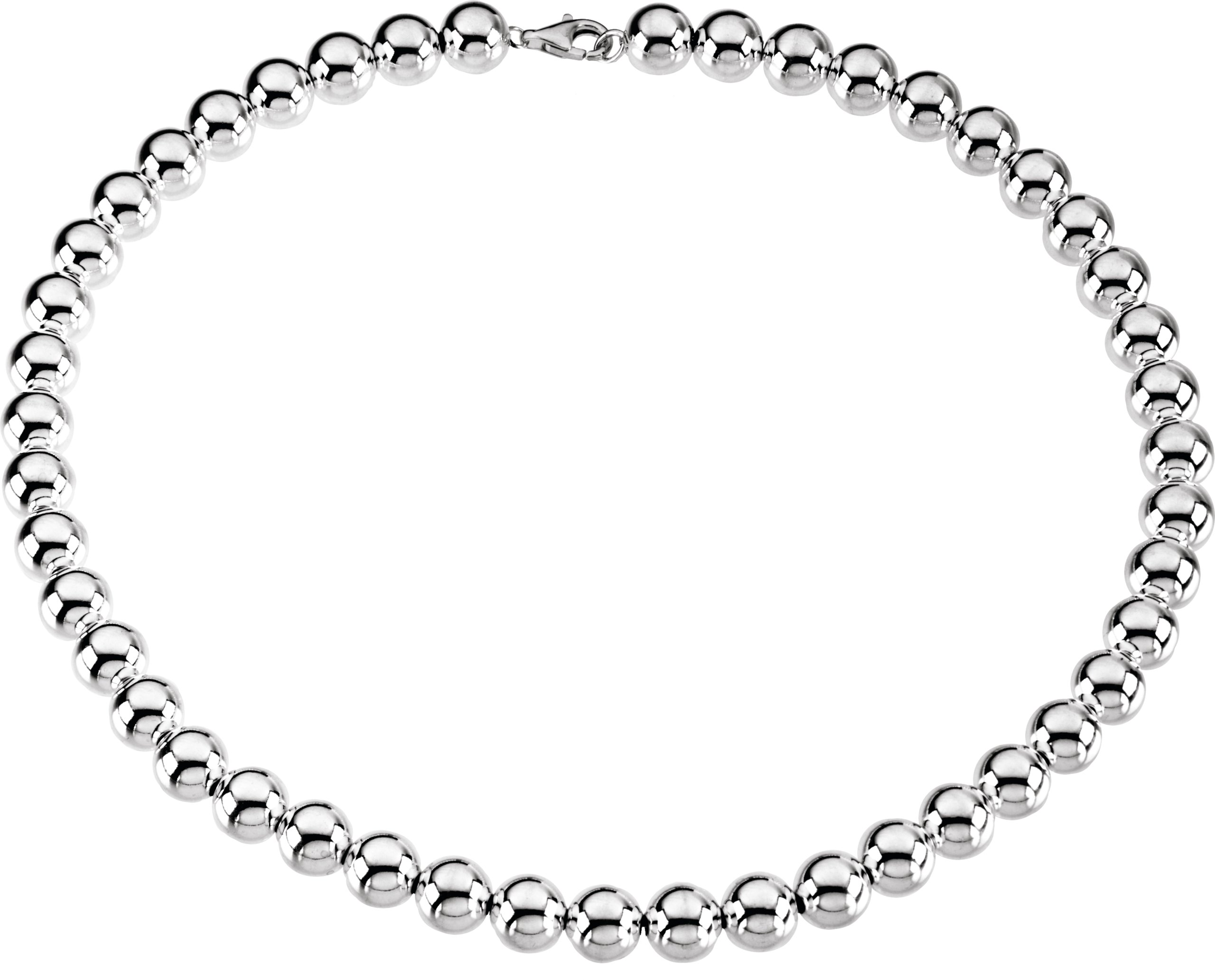 Sterling Silver 10 mm Hollow Bead 8 Chain 