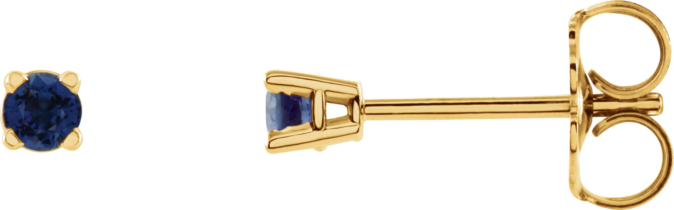 14K Yellow 2.5 mm Lab-Grown Blue Sapphire Stud Earrings