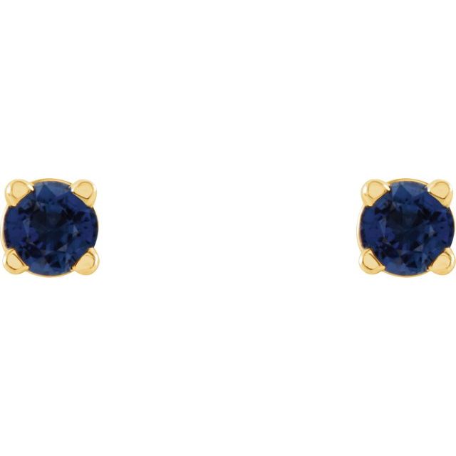 14K Yellow 2.5 mm Lab-Grown Blue Sapphire Stud Earrings