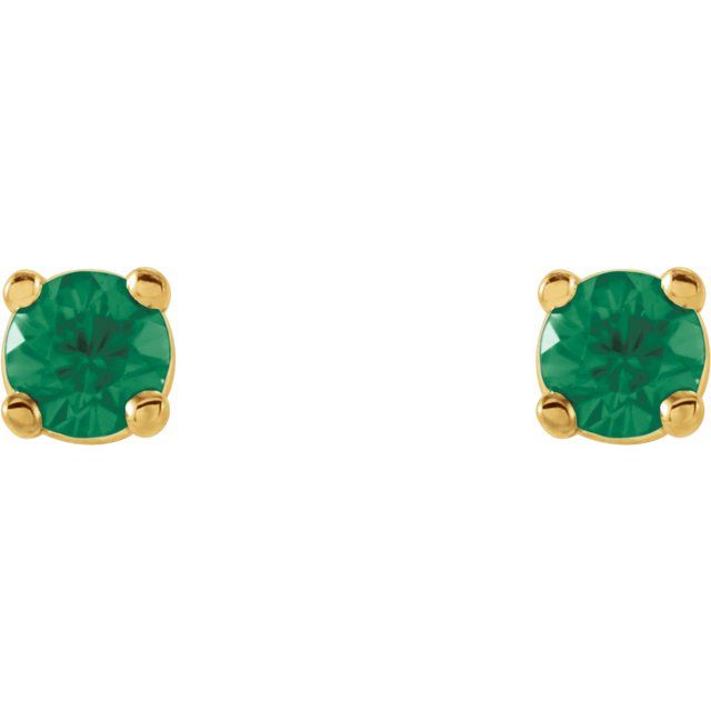 14K Yellow 2.5 mm Natural Emerald Stud Earrings