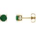 14K Yellow 5 mm Natural Emerald Stud Earrings with Friction Post