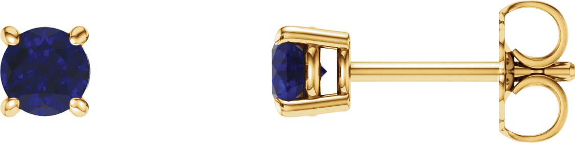 14K Yellow 5 mm Lab-Grown Blue Sapphire Stud Earrings