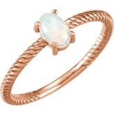 14K Rose Lab-Grown White Opal Cabochon Ring