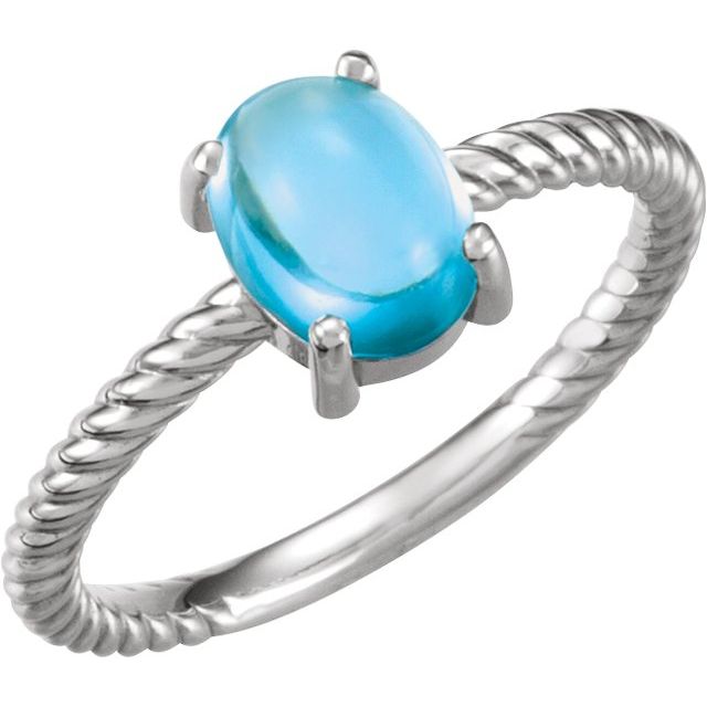 Platinum Natural Swiss Blue Topaz Ring