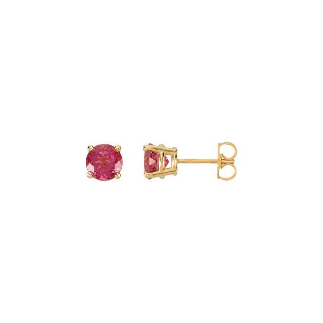 14K Yellow 6 mm Natural Pink Tourmaline Earrings