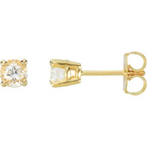 14K Yellow 4 mm Natural White Sapphire Earrings