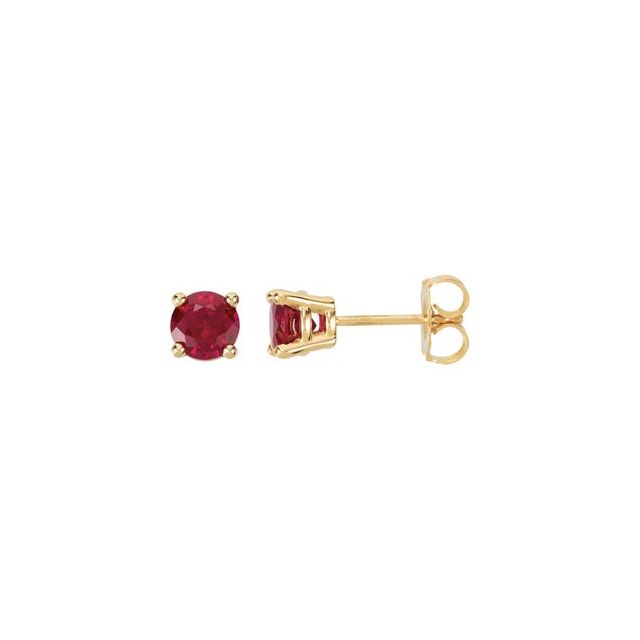 14K Yellow 5 mm Lab-Grown Ruby Earrings