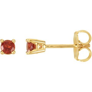 14K Yellow 3 mm Round Mozambique Garnet Friction Post Stud Earrings
