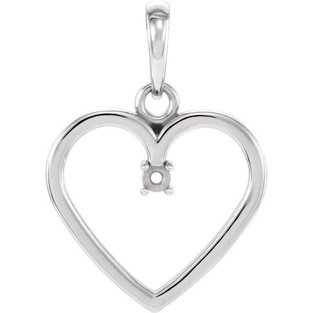 Sterling Silver 2 mm Heart Pendant Mounting
