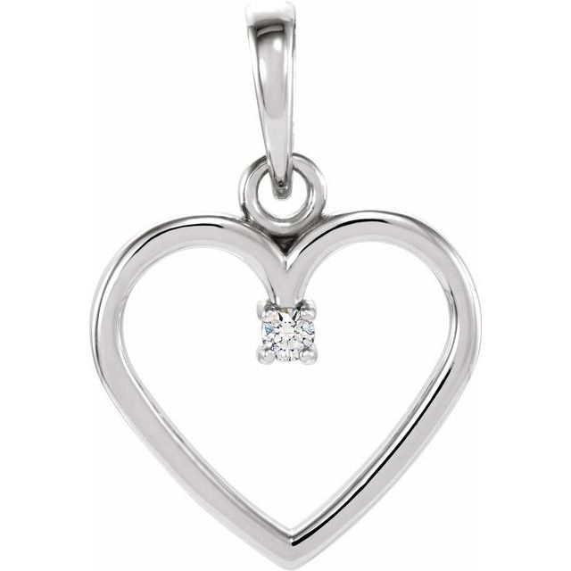 Sterling Silver .02 CTW Natural Diamond Heart Pendant