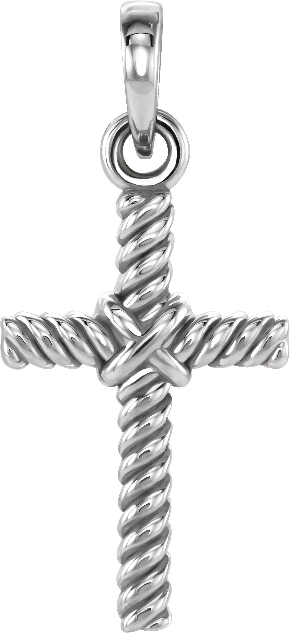 Platinum 13.5x8.6 mm Rope Cross Pendant  